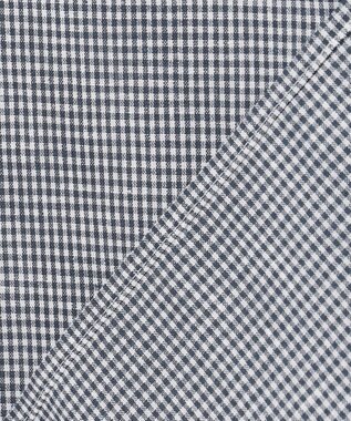 J.PRESS LADIES 【洗える】リネンminiチェック フロントピンタック シャツ ネイビー系