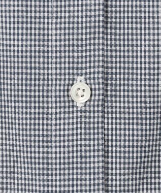 J.PRESS LADIES 【洗える】リネンminiチェック フロントピンタック シャツ ネイビー系