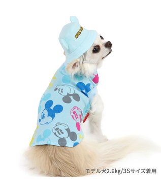 PET PARADISE ディズニー ミッキーマウス バケットハット付き Tシャツ 小型犬 ブルー