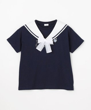 ANY KIDS 【綿100%/接触冷感】ひんやり 2WAY セーラーTシャツ ネイビー