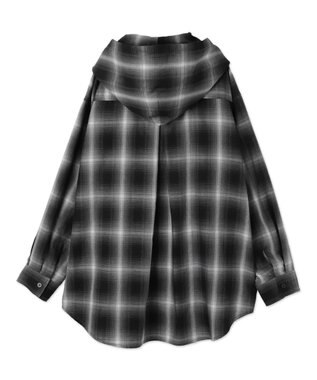 WEGO フードチェックBIGシャツ ブラック