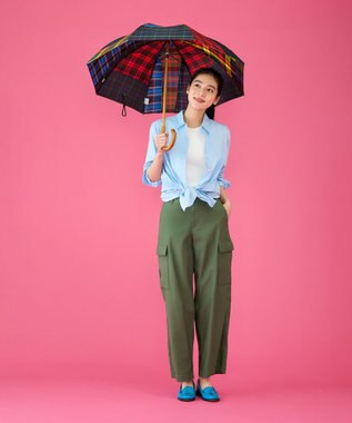 +RING 【限定/日本製】晴雨兼用傘（長ショート）チェック CHK SR282 sunshield マルチカラー