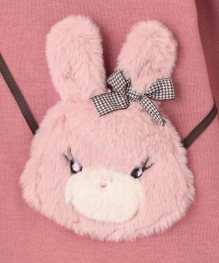 ANY KIDS 裏シャギー ポシェット トレーナー ローズピンク×ウサギ