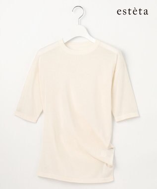 23区 【エステータ】シアーニット 5分袖ドレープ