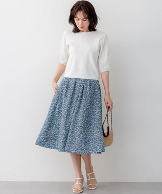 組曲 L 【先行予約・WEB限定】フラワーガーデンプリント スカート ブルー系5