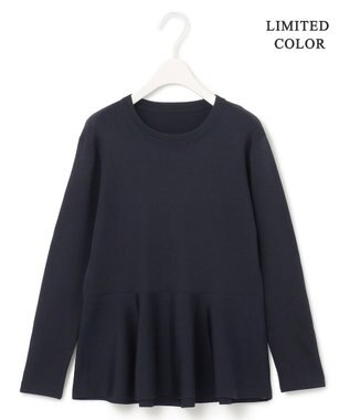 ICB 【洗える】シンセティックヤーン ペプラムニット ネイビー系［WEB限定］