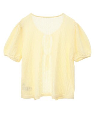 earth music&ecology 透かし編みフロントリボンカーディガン Yellow