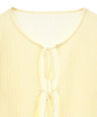 earth music&ecology 透かし編みフロントリボンカーディガン Yellow