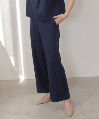 J.PRESS LADIES S リネンバイオシャンブレー ワイド パンツ