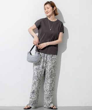 23区 【汗じみ防止/速乾性】フレンチスリーブ  IT Tシャツ ダークブラウン系