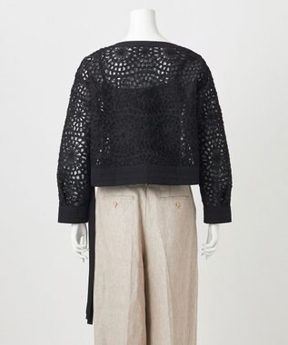 23区 【GOLD LABEL】オーガンジーテープエンブロイダリー ブラウス ブラック系