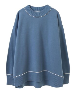 Green Parks もちやわモックネックニットプルオーバー Sax