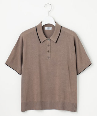 J.PRESS LADIES L 【洗える】ドライコットン ポロ ニット モカ系