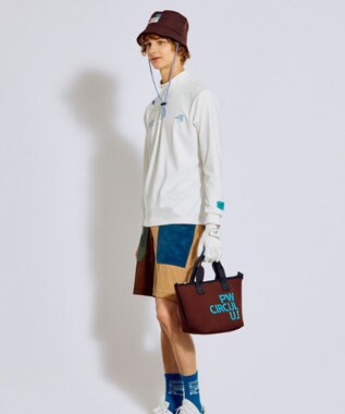 PW CIRCULUS 【吸水速乾 / UV遮蔽率99.5% UVカット / ストレッチ】【MEN】ハーフジップロングスリーブモックT ゴルフ ホワイト系