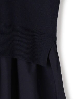 ICB レーヨンシルクストレッチブレンド ドッキングペプラムプルオーバー ネイビー