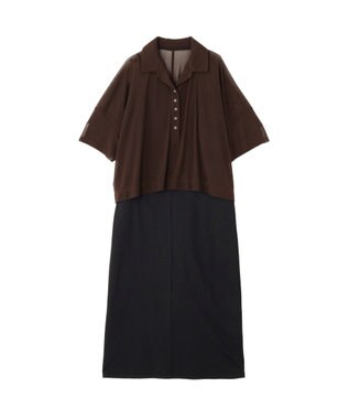YECCA VECCA 【2点SET】シアーポロシャツ×キャミワンピース Brown