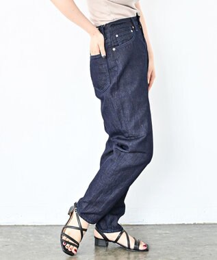 caqu FS linen ankle tapered アンクル丈 テーパードボーイフィットリネンデニム rinse