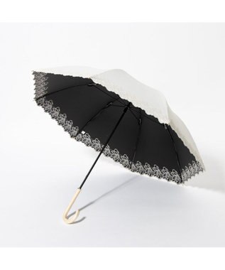 UNBILLION cache nez / フラワーラメ刺繍ショートパラソル ホワイト