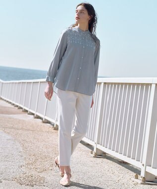 J.PRESS LADIES S 麻シェルドライ テーパード パンツ ナチュラル系