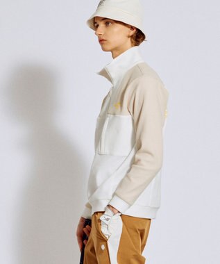 PW CIRCULUS 今が旬トップス！【ドライな肌触り / UV遮蔽率98.9% UVカット / ストレッチ】【MEN】ワッフルハーフジップトップス  ゴルフ ホワイト系