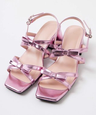 WEGO リボンヒールサンダル ライトピンク