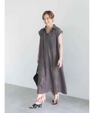 Te chichi シャンブレーボイルテントマキシワンピース チャコールグレー