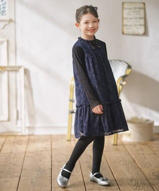 組曲 KIDS 【110-140㎝】スノウレース ワンピース ネイビー