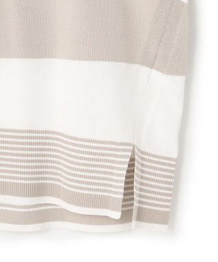 23区 S ストレッチコットンポリエステル ニット ベージュボーダー