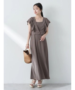earth music&ecology ＳＥＴ２点　フリルショルダーツーピースワンピース Brown