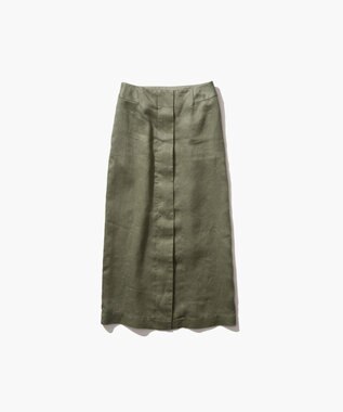 ATON GARMENT DYED LINEN SATIN | ペンシルスカート OLIVE