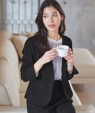 Tiaclasse L 【ダブルクロス・洗える】カラーレスジャケット ブラック