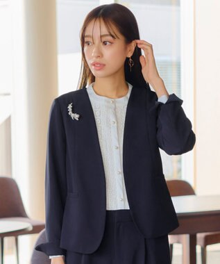 Tiaclasse L 【ダブルクロス・洗える】カラーレスジャケット ネイビー