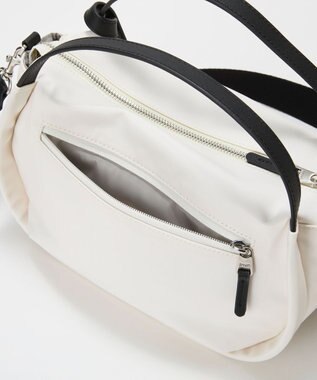 TOPKAPI 【Breath TOPKAPI】【撥水】ツヤ ナイロン ショルダー付き ラウンド トートバッグ クリーム