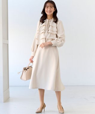 組曲 【KUMIKYOKU NAVY】コンフォータブルドレープ フリルブラウス サンドベージュ系