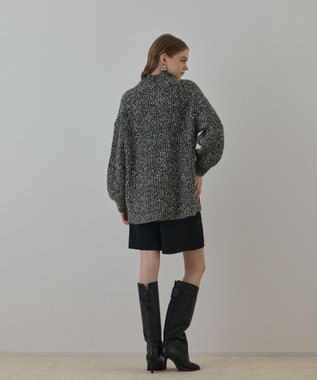 GRACE CONTINENTAL フリンジケープニットトップ ブラック