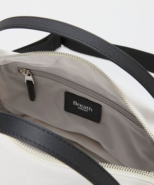 TOPKAPI 【Breath TOPKAPI】【撥水】ツヤ ナイロン ショルダー付き ラウンド トートバッグ クリーム