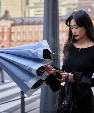 AURORA 【WEB限定】 バイカラー晴雨兼用長傘 サックス