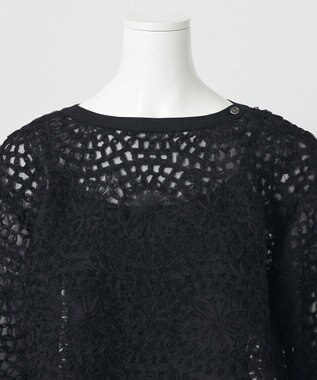 23区 【GOLD LABEL】オーガンジーテープエンブロイダリー ブラウス ブラック系