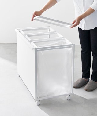 tower 目隠し分別ダストワゴン タワー 45L 3分別 ホワイト ホワイト