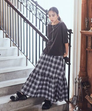 earth music&ecology シアーベロアＴｅｅ Charcoal Gray