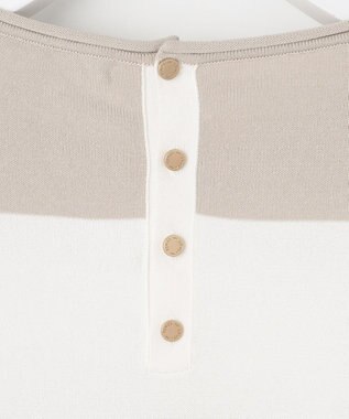 23区 S ストレッチコットンポリエステル ニット ベージュボーダー