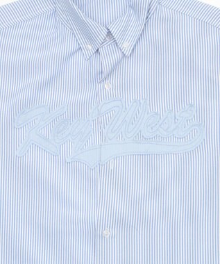 WEGO 【ユニセックス着用ITEM】オックスフォードダメージアップリケシャツ（SS） ブルーストライプ