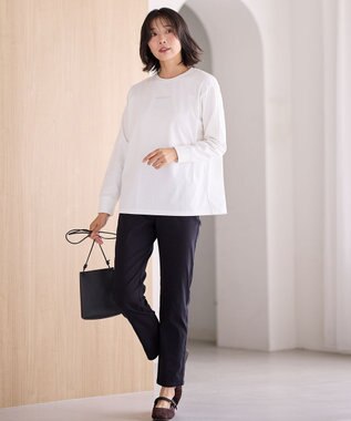 ANY L 【洗濯機可/ウエストゴム/ストレッチ/裏起毛】エブリデイベーシックデイリーパンツ ブラック