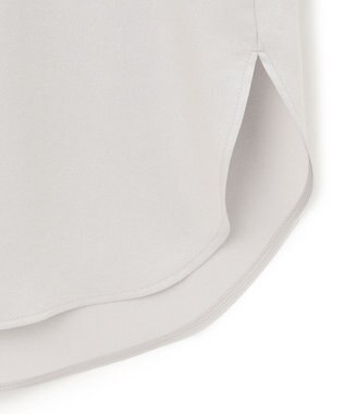 ICB L 【洗える】サテンクレープ ノーカラーブラウス トープ系