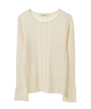 earth music&ecology パール＆ビジュースリーブプルオーバー Ivory