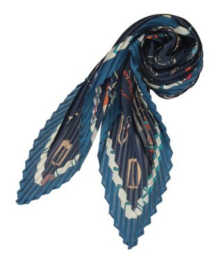 YECCA VECCA ビットプリントプリーツスカーフ Navy