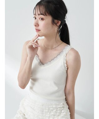 earth music&ecology ダブルレースタンクトップ Ivory