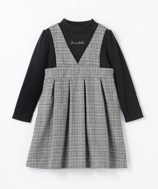 ANY KIDS ドッキングチェックワンピース モノトーン系