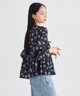 earth music&ecology アソートラッフルブラウス Black