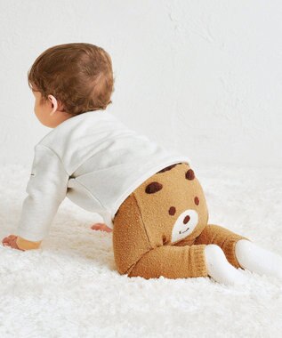 MIKI HOUSE HOT BISCUITS 【70-100cm】 シュクリーム素材 顔ドン あったかベビースパッツ